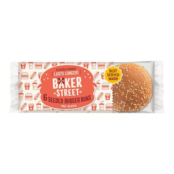 BAKER STREET - Seeded Burger Buns Pre-Sliced - 6PCS